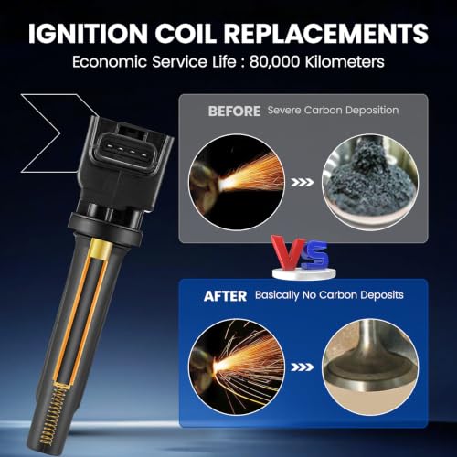 Image of 4-Pack Ignition Coil UF656 Compatible with Mazda 3 Sport 6 CX-3 CX-5 CX-9 MX-5 Miata L4 Replacement for PE2018100 UF-656 UF805 5C1894 GN10625 PE0118100 UF656T C857