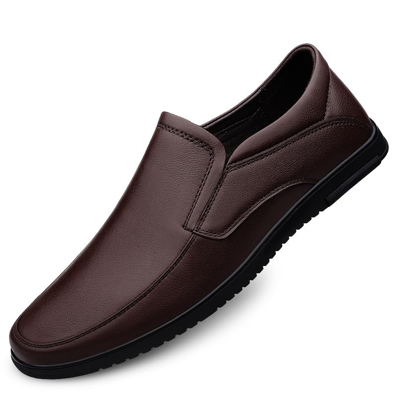Mens Loafers Solid Color Vegan Leather Slip Resistant Loafer Shoes Flat Heel Comfortable Flexible Wedding Outdoor Slip On