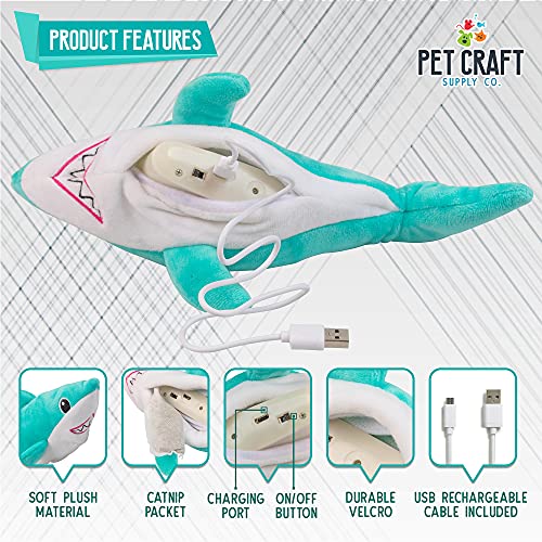 Pet-Craft-Supply-Wiggle-Pickle-and-Shimmy-Shark-Flipper-Flopper-Interactive-Electric-Realistic-Flopping-Wiggling-Moving-Fish-Potent-Catnip-and-Silvervine-Cat-Toy-Multi-8726-All-Breed-Sizes Pet Craft Supply Wiggle Pickle and Shimmy Shark Flipper Flopper Interactive Electric Realistic Flopping Wiggling Moving Fish Potent Catnip and Silvervine Cat Toy, Multi (8726), All Breed Sizes - Image 4