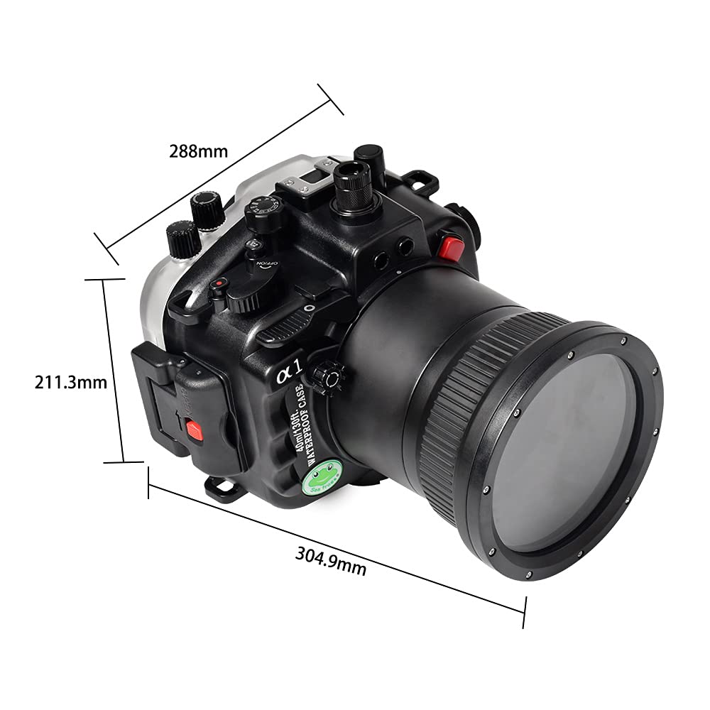 Unterwasser-wasserdichtes Gehäuse für Sony A1-Kamera, IPX8 40 m Tauchgehäuse mit blendfreiem Glas und Full (A1 FL90)