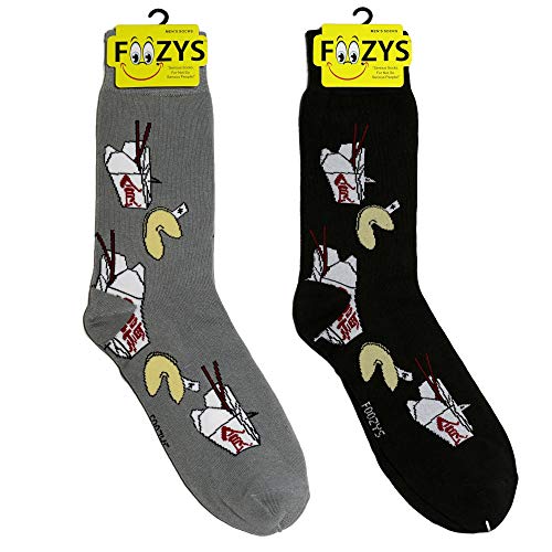 Foozys Men’s Chinese Takeout l Food & Drink Novelty Crew Socks | 2 Pair
