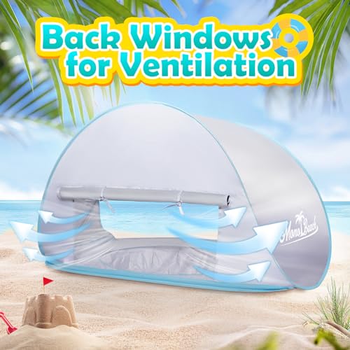 Image of Monobeach Baby Beach Tent Pop Up Portable Shade Pool UPF50+ UV Protection Sun Shelter for Infant with Easy Set Up Canopy (Silver Beach Tent)