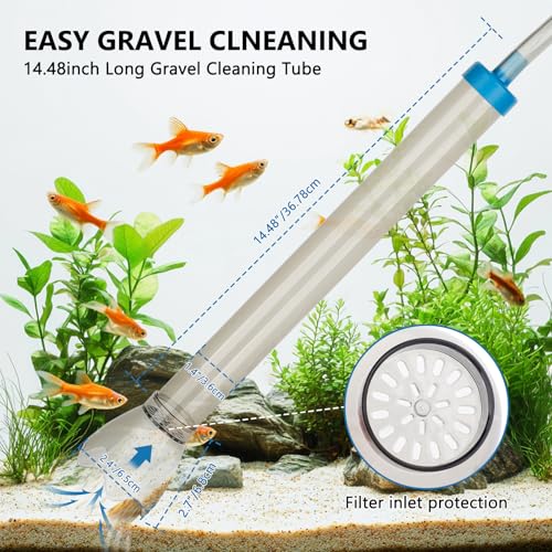 Image of fishkeeper 50FT Aquarium Gravel Vacuum Water Changer - Flow Adjustable Faucet Universal Siphon Quick Pump with 6 Adapters, Bucket-Free Fish Tank Cleaning Tools for Drain & Fill (2025 NEW)