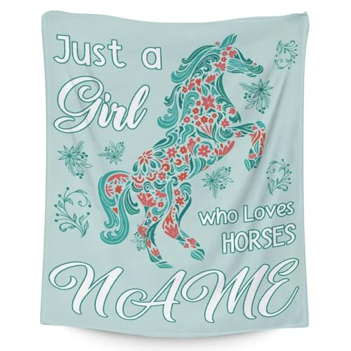 Mercuryelf Custom Horse Blanket Gift - 30x40 Inches Trendy Throw Blankets for Girls - Mint Green Soft, Fuzzy & Warm Throws for Lap, Crib
