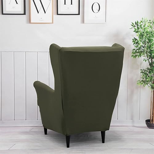 Miniatura 4 de Fundas para silla Wingback, 2 piezas, fundas elásticas para sillón de ala de color sólido con parte inferior elástica, protector de muebles para