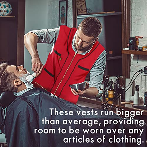 Barber Vest, Men's Hair Water And Water Repellent Vest For Barbers, Lightweight & Breathable Hair Cutting Vest (Red, XL)3