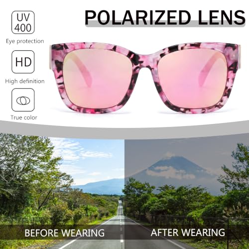 Image of SIPHEW Fit Over Glasses for Women&Men - Mirrored Sunglasses Polarized | Trendy Large Square w UV400 Protection,Oversized,Lightweight Frame For All-Day Comfort,Driving,Outdoors