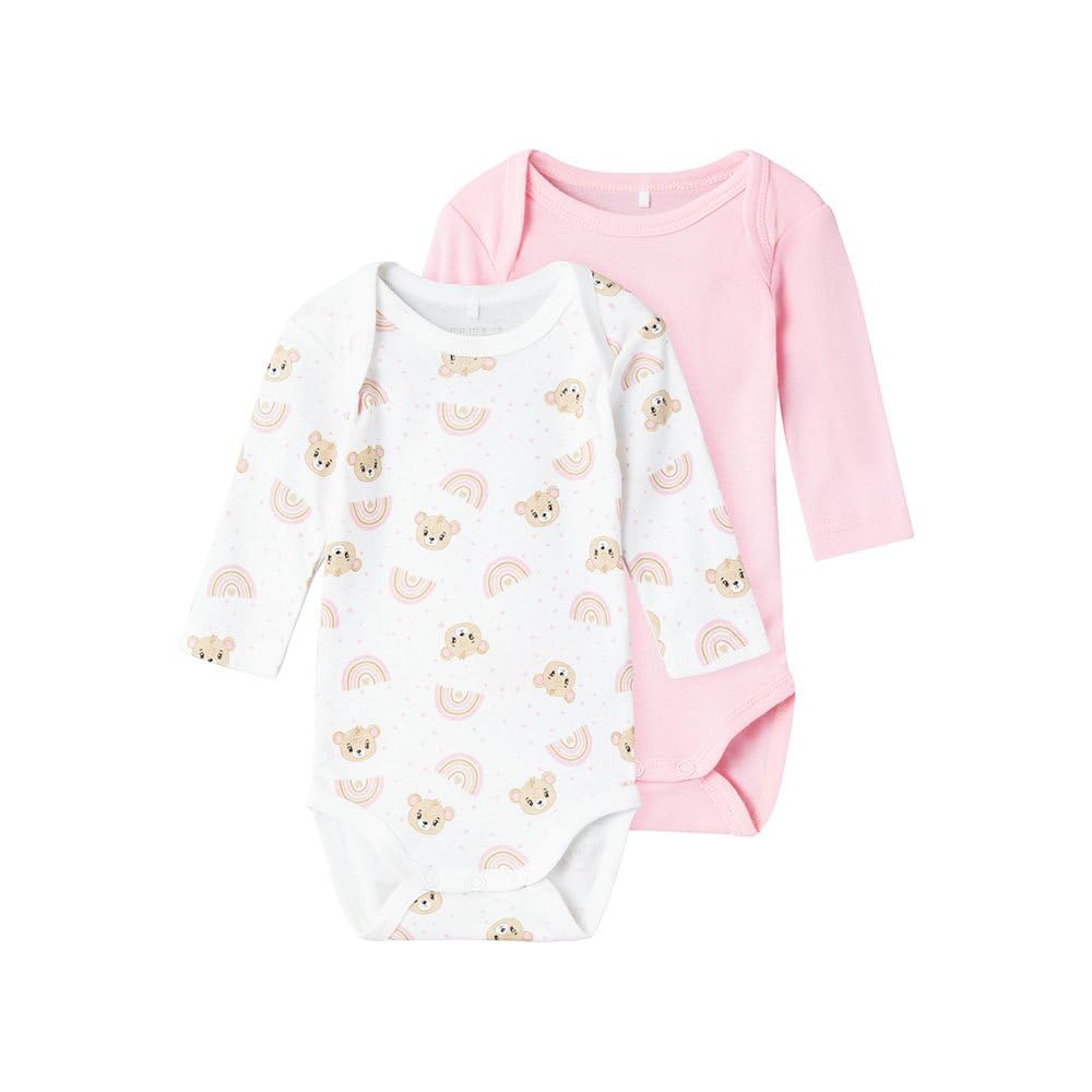 NAME IT Body z długim rękawem Niemowlęta - dziewczynki Nbfbody 2p Ls Orchidea Pink Teddy Noos