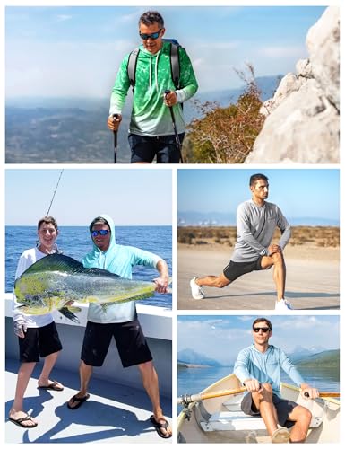 Men's UPF 50+ Sun Protection Hoodie Shirts - Outdoor Fishing Long Sleeve Thumbholes T-Shirt Lightweight4