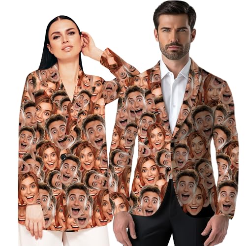 Custom Casual Blazer for Women Men with Face Personalized One Button Suit Jackets Sports Coat Business Blazers