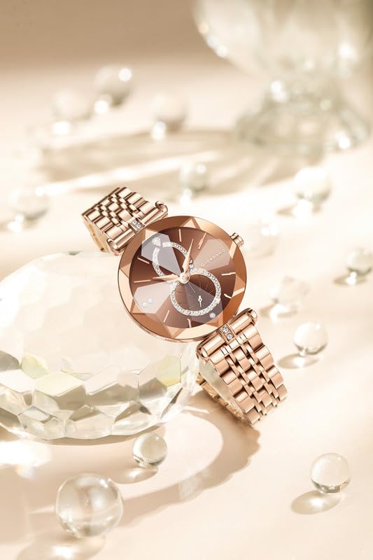 Image of Giordano Luxury Watch for Women - Round Diamond Cut Glass Dial, Elegant Stainless Steel Strap with Quartz Movement