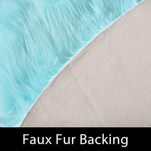 Latepis Large Faux Fur Rug Light Blue Round Rug s6.7ft Circle Fuzzy Plush Rugs for Bedroom Soft Fluffy Rug for Living Room Luxury Home Decor