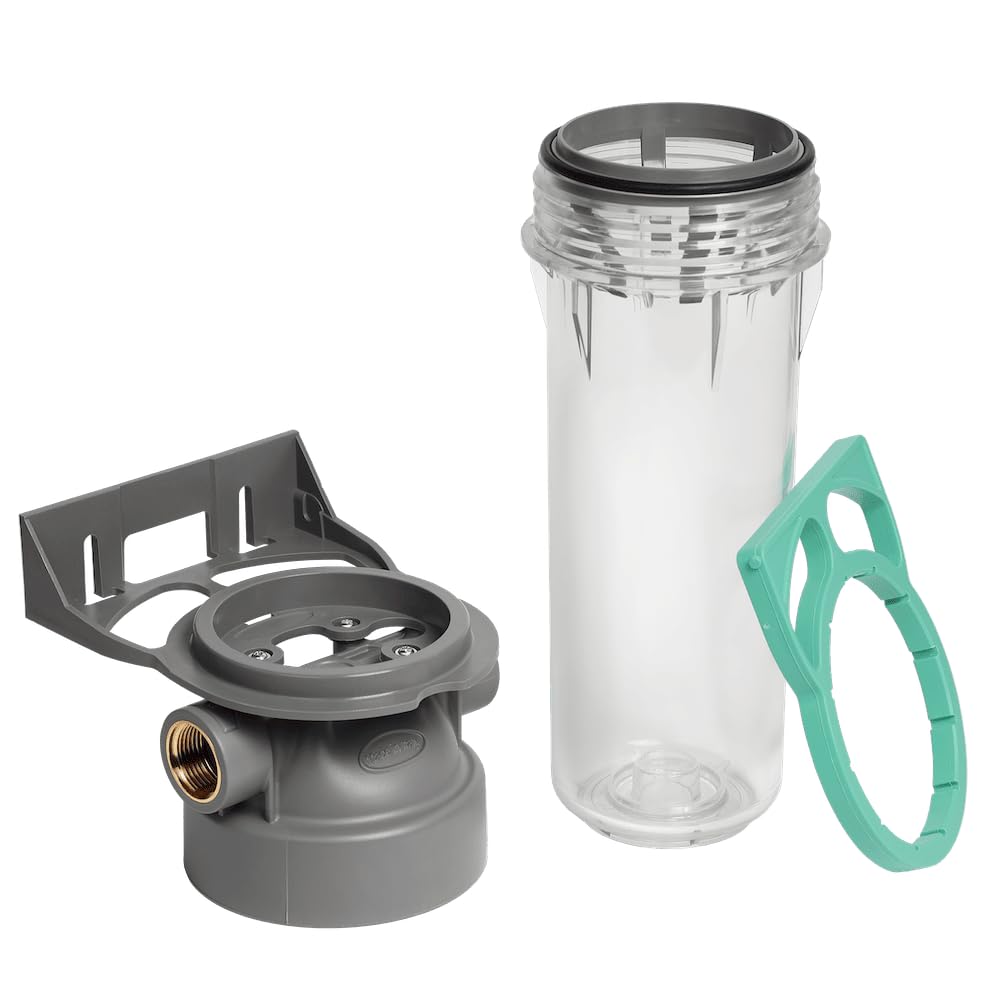 ECOSOFT Porte filtre eau double 9’’3/4 2P, connexion 3/4'', support de fixation, clé, conçu pour une filtration de l’eau du robinet facile, sûre, fabrication européenne