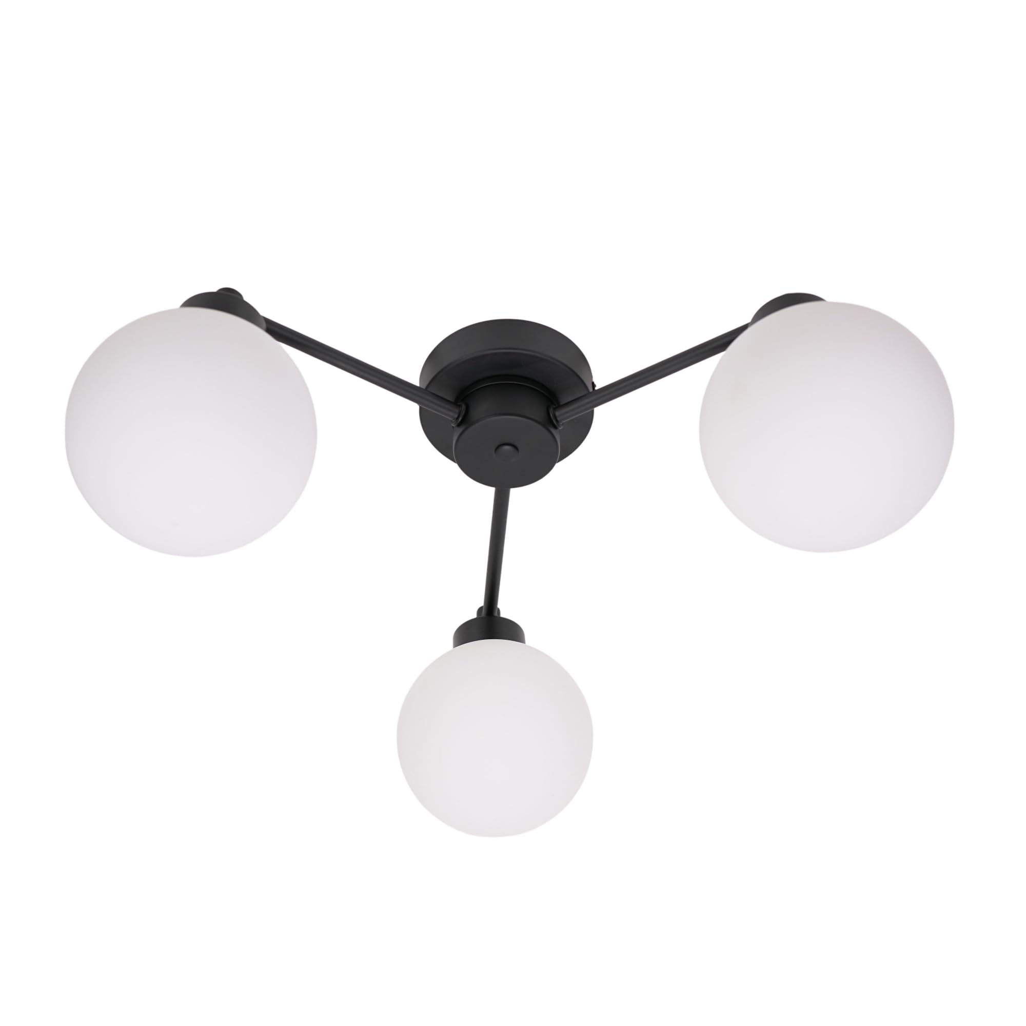 Valuelights Jonah 3 Way Matt Black Ceiling Light Fitting With Globe Shades For Living Room Hallway from B&Q