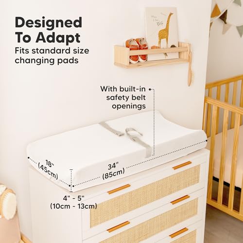 Image of 2-Pack Organic Changing Pad Covers for Girl, Boy, Neutral - 100% Cotton Changing Table Pad Cover,Soft Baby Nursery Diaper Changing Pad Sheets,Contour Changing Pads Liners,Change Pad Cover (Soft White)