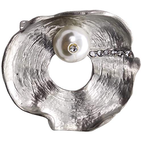 FURE Metal Pearl on Platter Brooch (Matt Rhodium) for Men & Women (B089S4Z5WZ) Amazon Price History, Amazon Price Tracker