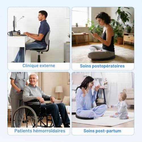 Dcceeo Coussin Hemorroide, Coussin Coccyx en Mousse à Mémoire Coussins Ergonomique Assise Hemorrhoid Coussins Chaise Bureau Donut Cushion pour Fessier Douloureux, Coccyx, Sciatique Postnatale,Escarres – vue 7