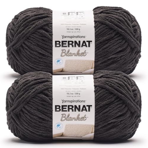 Image of Bernat Blanket BB Dark Chocolate Yarn - 2 Pack of 300g /10.5oz - 100% Polyester - #6 Super Bulky - 220 Yards - Knitting /Crochet