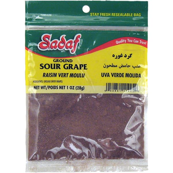 Sadaf Sour Grape - Ground Sour Grape for Cooking and Food Seasoning - Middle Eastern Cuisine - Kosher - 1 Oz Resealable Bag