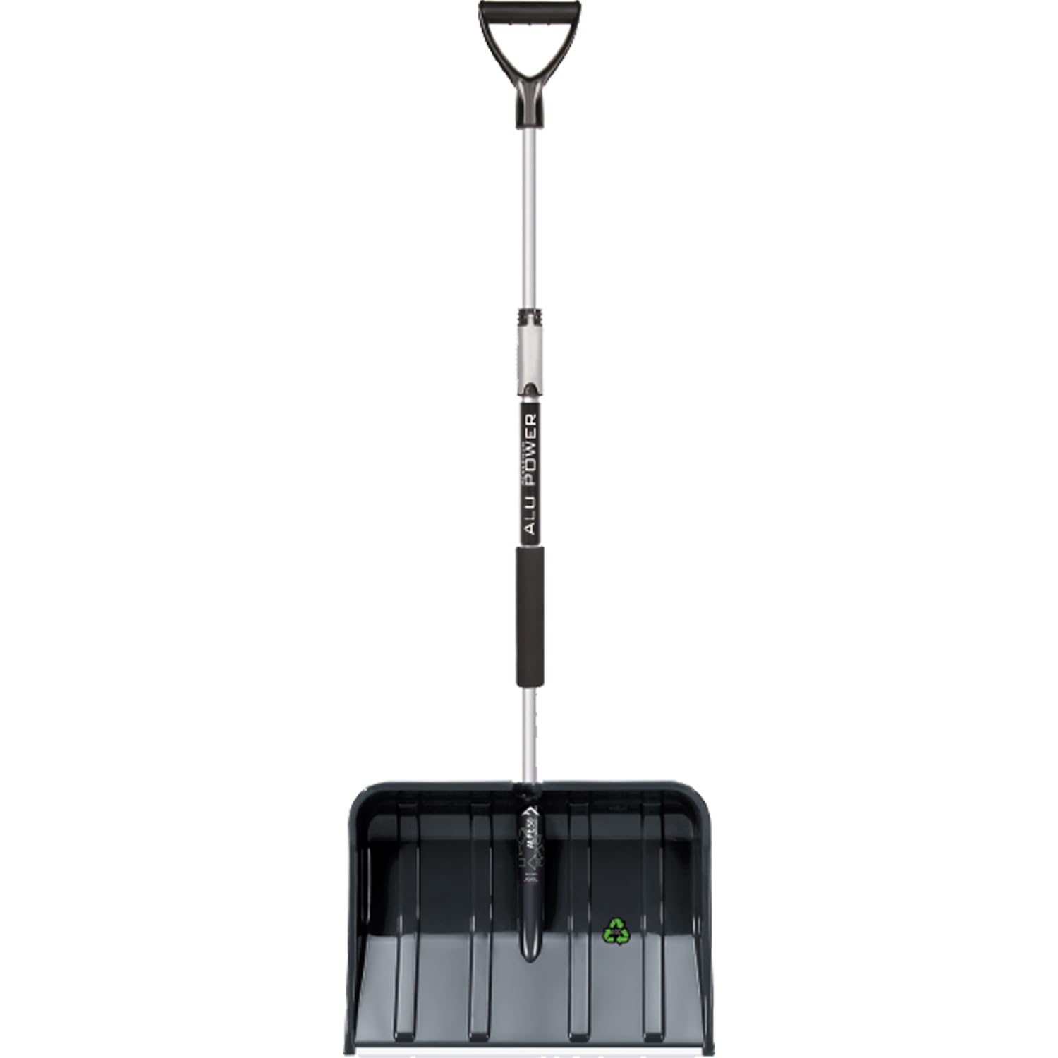 Prosperplast Schneeschieber Telescopic, Schwarz – robuste Kunststoff-Schneeschaufel mit Aluminiumkante, teleskopierbarer Griff, leicht & stabil | 49 x 37,5 x 122-160 cm – ideal für Schnee & EIS