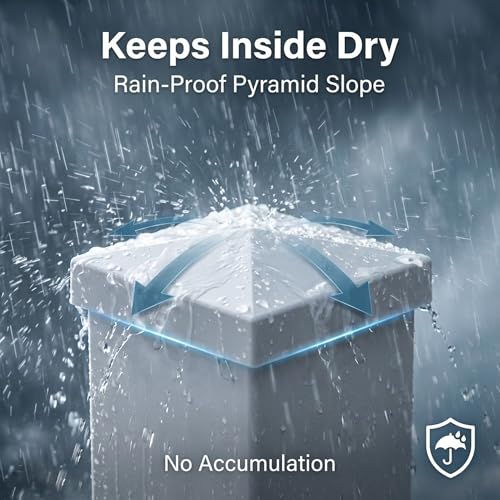 RECTOO 4x4 Vinyl Post Caps White (Actual 4.00" Internal Size - NOT for Wood Posts), Pyramid Top Toppers for Fences, Decks & Mailboxes, Weatherproof PVC Post Protector (10 Pack) by RECTOO - Image 4