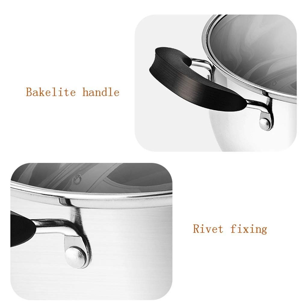 Stockpot 304 Sopa de Acero Inoxidable Olla de Gas para Gas de Gas de inducción de inducción Bota de Oreja Caliente Martillo de Orejas Desayuno freír sartén