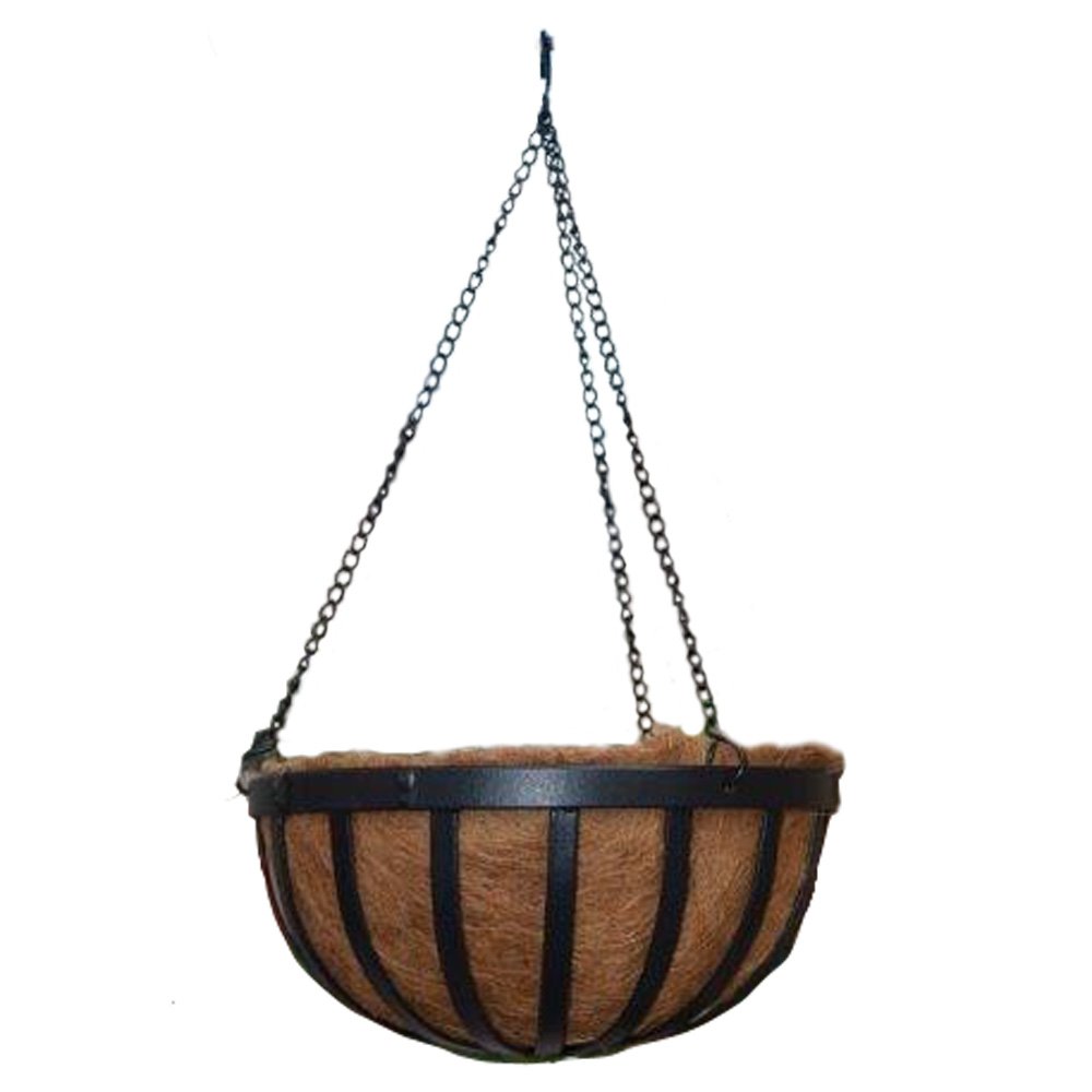 Arcadia Garden ProductsRound Planter, 16-Inch 1592 Solstice Series Coconut Hanging Basket, Black