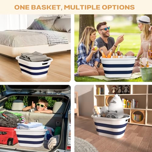 Image of 43L(11.5Gallon) Collapsible Laundry Baskets plastic, Pop Up Laundry hamper /Storage Container, Foldable Laundry Basket with Large Capacity,Sturdy,Space Saver (Blue, 2 Packs)