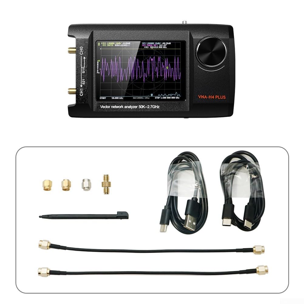 NanoVNA-H4 Analyseur d'antenne vectorielle, écran LCD IPS de 10,2 cm, analyseur d'antenne vectorielle 50 KHz-2,7 GHz, prend en charge la carte S D batterie intégrée de 5000 mAh (sans boîte)