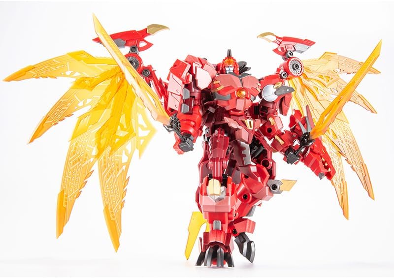 Two-in-one 6 inches Robots Flying Dragon Transforming Toys Model, for Kids (R1), Red