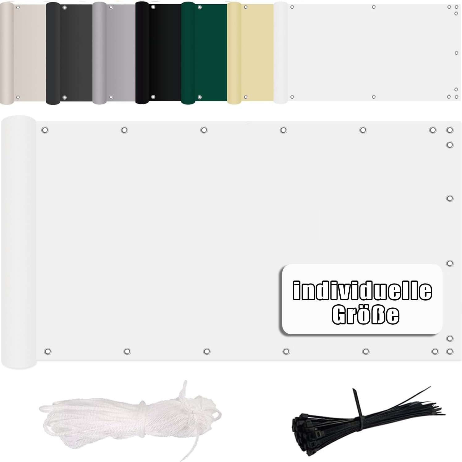 Frangivista per Balcone 65x600cm Bianco 160g/m² Impermeabile Anti-UV Polyester