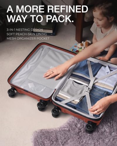 Image of Coolife Luggage 3 Piece Set, Lightweight PC Hardside Suitcases, 20 /24 /28