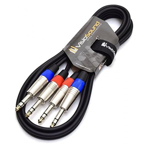 2 x 6.35mm 1/4" Stereo TRS Jack Balanced Twin Lead/Signal Audio Patch Cable 1.5m Cover