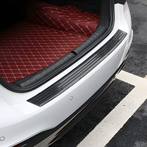 Moioee Car Rear Bumper Protector Guard, Carbon Fiber Anti-Scratch Trunk Door Sill Protection Strip, Self-Adhesive Vehicle Rear Bumper Door Entry Trim Cover, Universal For Pickup Suv Trunk (40.94") #TOP5