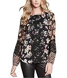Karen Kane Women's Contrast LACE Panel TOP, Print, Small