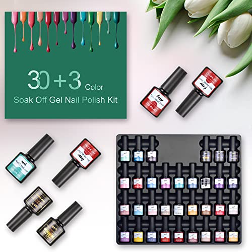 Tormay 33 Stück UV Nagellack, Schellack Nagellack mit Base Coat, Matt & Glänzende Top Coat,Nagel Kunst Farbgel Set,8ML – Bild 7
