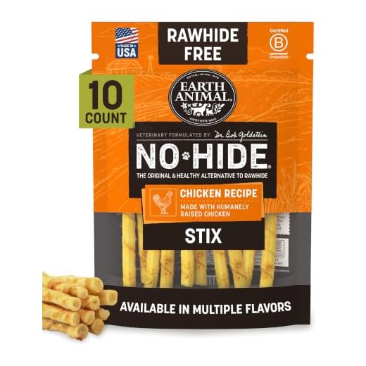 Earth Animal No Hide Stix - Long Lasting Rawhide Free Small Dog Chews Sticks, Chicken - 10 Count