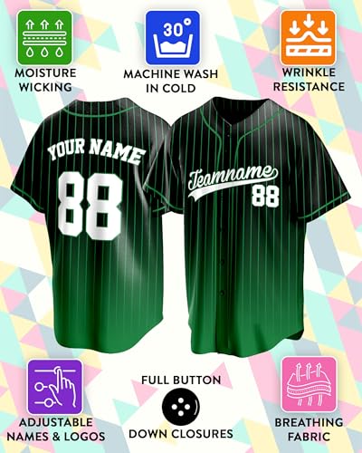 Personalized Gradient Baseball Jersey – Custom Number, Name and Logo – Customized Baseball Shirts for Adults and Youth miniatura 4
