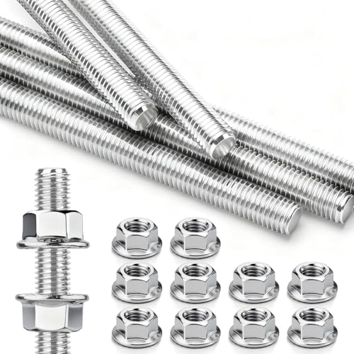 M8 x 300 mm Gewindestange Edelstahl A2 (V2A) 5 Stück Gewindestangen M8 DIN 976 Vollgewinde inkl. 10 Sechskantmuttern für Bauarbeiten Möbelbau & Befestigungen