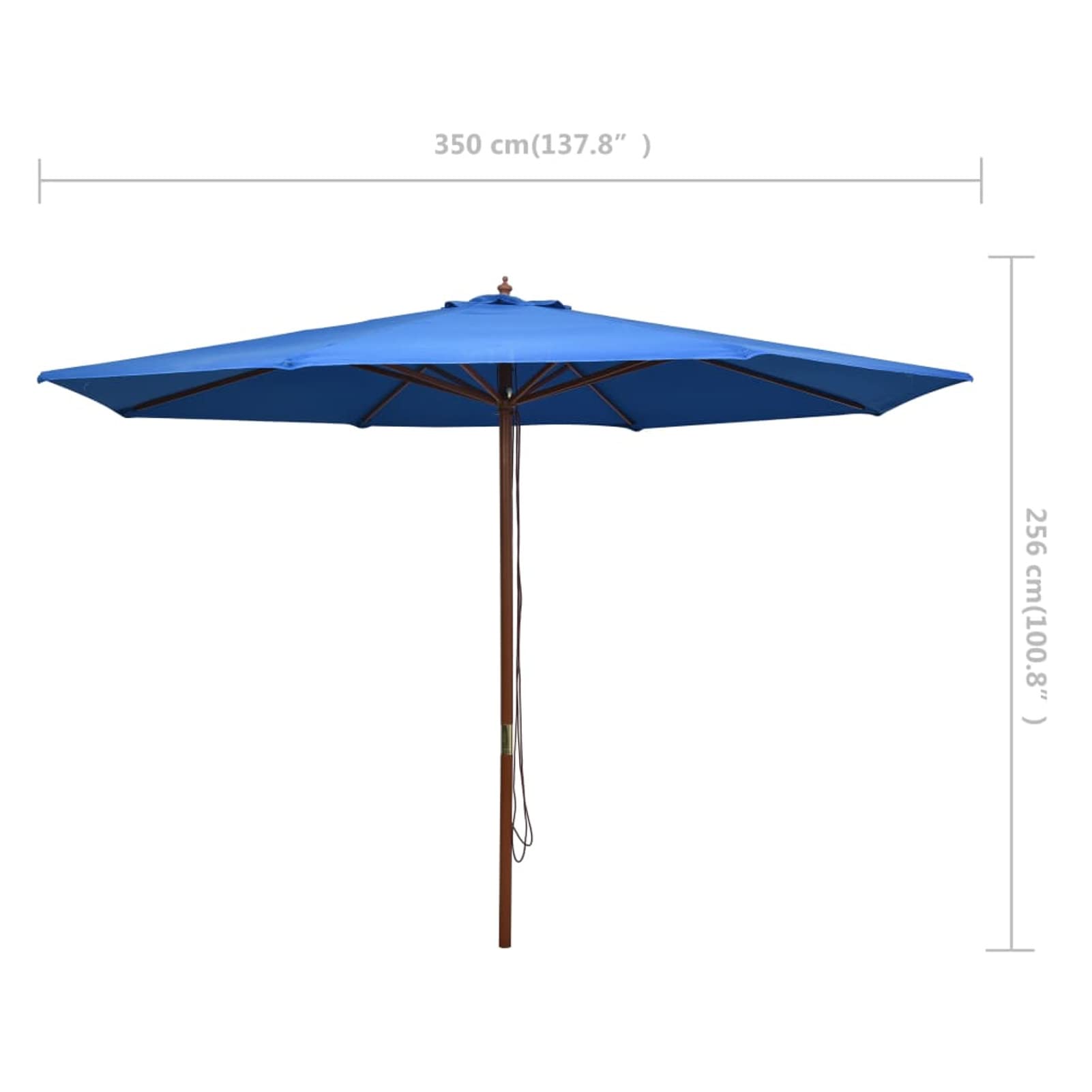 Homgoday Sombrilla de jardín con Palo de Madera Azul 350 cm Sombrilla de Jardín,Protección UV Sombrilla Jardín Grande Orientable Jardín Parasol Balcón