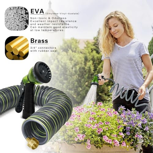 Image of Coil Hose 75FT EVA Coil Garden Hose With 3 /4'' Brass Connector