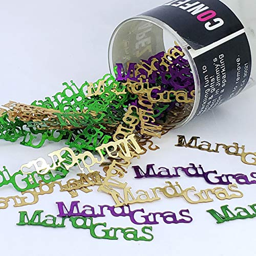 Confetti Word MARDI GRAS Gold,Green,Purple - 3 Half Oz Bags (1.5 oz) #7711