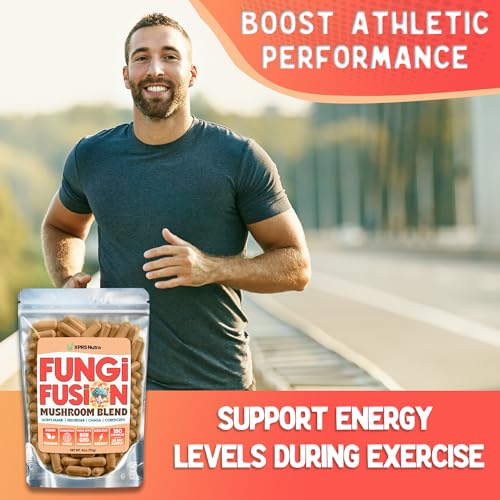 Image of XPRS Nutra Fungi Fusion Mushroom Blend Capsules - 180 Count (90 Day Supply) Premium Blend of Lion's Mane, Reishi, Chaga, Cordyceps Capsules to Support Mental Clarity, Cognition, Energy and Immunity