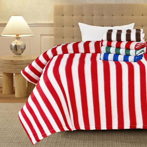 Image of CHANDRAVATI Stylish Polar Fleece Single Bed AC Fleece Wool Blanket - 58x88 Inch || Skin Friendly || (30, Stripe)