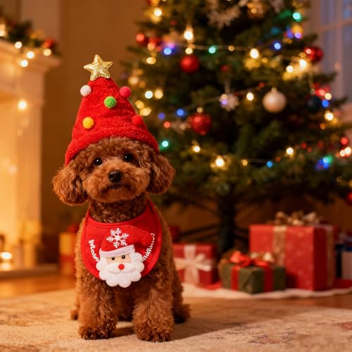 Disfraz de Navidad para Perro con Sombrero y Bandana Roja Talla S miniatura 2