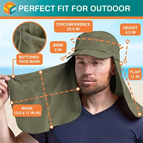 SUN CUBE Sun Cap Fishing Hats with Face Mask, Sun Hat Visor for
