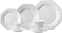Serviço de Jantar Chá Café 42 peças em Porcelana. Modelo Octogonal Prisma. Branca. Fabricado pela Schmidt.