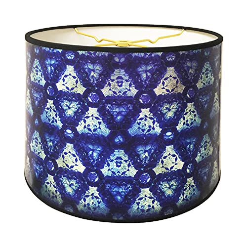 Image of Royal Designs, Inc. Trendy Decorative Handmade Drum Shade, Made in USA, 10in, HBC-8038-10, Blue Kaleidoscope