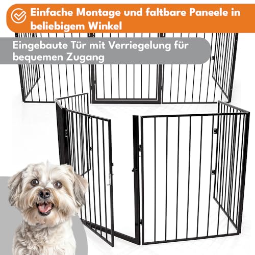 KRUMAD Kaminschutzgitter Baby 300 cm – Ofenschutzgitter für Kinder & Haustiere – Flexibles Kinderschutzgitter aus Metall mit Tür, Klappbar & Stabil – Absperrgitter für Kamin, Ofen & Treppe