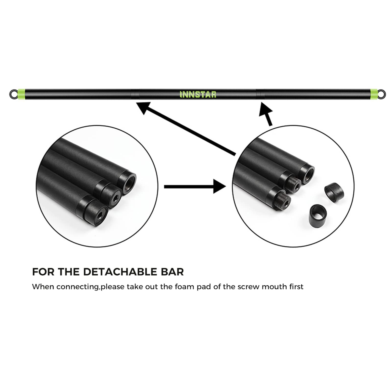 INNSTAR Tragbares Home Gym 5.0 Set, Bankdrücken Brusttrainer Resistance Band Set, Fitnessbänder Krafttraining mit Detachable Fitness Stange,für Zuhause, Reisen, Fitnessstudio